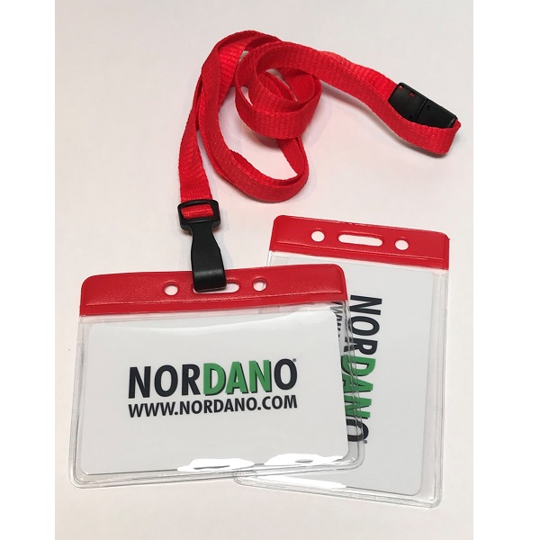 Picture of Card holder / carrying case soft plastic 86 x 54 mm. red top / clear with a red lanyard. (60270315/60270305)+60270545